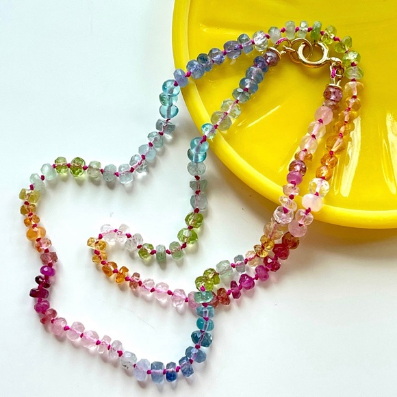 🥳Host pick🥳: Pastel stone necklace with 14kt solid gold sailor clasps necklace - Picture 3 of 8